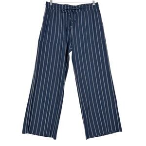 New Ruby & Wren Striped Wide Straight Leg Drawstring Stretch Pants Large Pockets